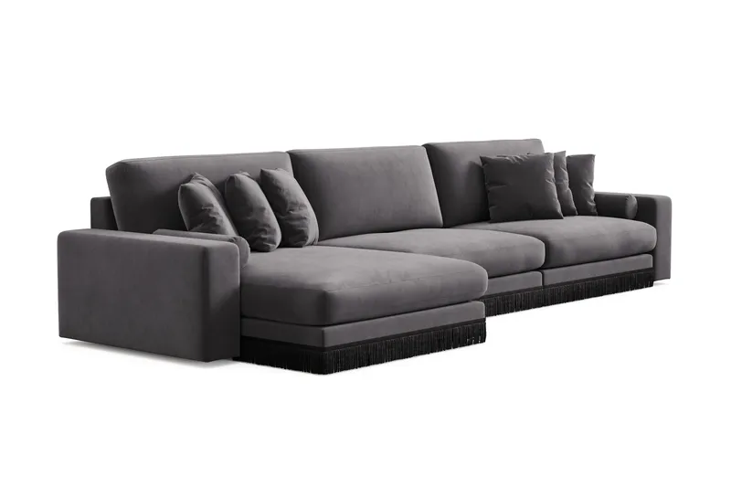 Arken Lyx 6-istuttava Käännettävä L-muotoinen Syvä Divaanisohva Sametista - Tummanharmaa - Huonekalut - Sohva - Divaanisohva