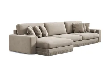Arken Lyx 6-paikkainen käännettävä L-muotoinen syvä samettidivaanisohva - Beige - Huonekalut - Sohva - Divaanisohva