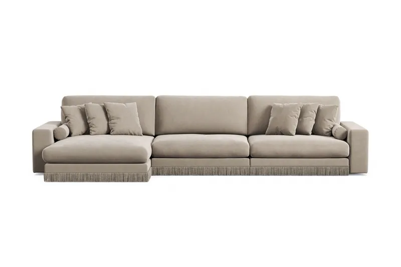 Arken Lyx 6-paikkainen käännettävä L-muotoinen syvä samettidivaanisohva, Beige
