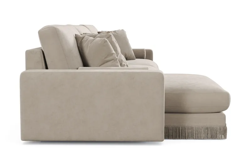 Arken Lyx 6-paikkainen käännettävä L-muotoinen syvä samettidivaanisohva - Beige - Huonekalut - Sohva - Divaanisohva