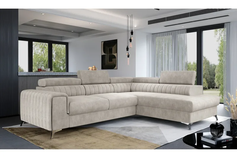 Avopäätysohva Laucha Oikea, Beige