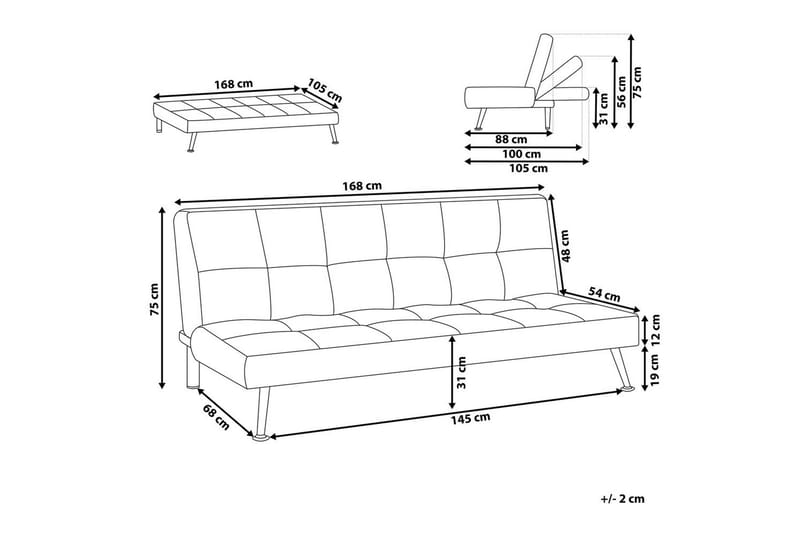 Bäddsoffa Beliani Hasle Blå, Svart blue - Sininen - Huonekalut - Sohva - Vuodesohva - Futon - Futon sohva