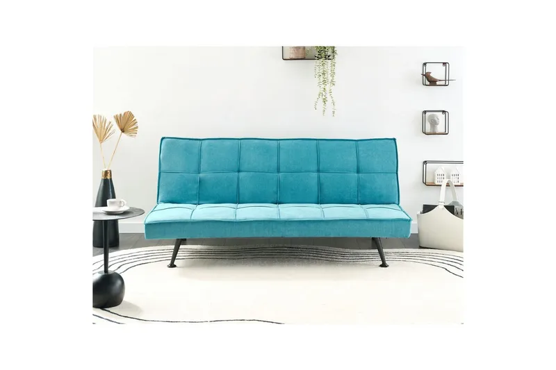 Bäddsoffa Beliani Hasle Blå, Svart blue - Sininen - Huonekalut - Sohva - Vuodesohva - Futon - Futon sohva