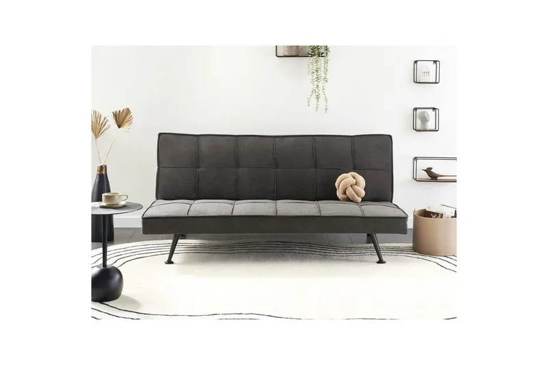 Bäddsoffa Beliani Hasle Blå, Svart NO_BRAND Grey||Black - Huonekalut - Sohva - Vuodesohva - Futon - Futon sohva