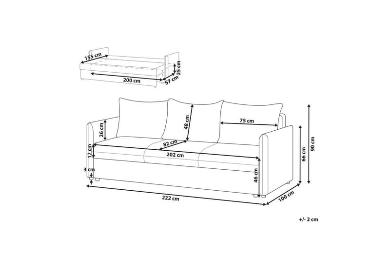 Bäddsoffa Beliani Holsen Beige, svart Brown||Black - Huonekalut - Sohva - Vuodesohva