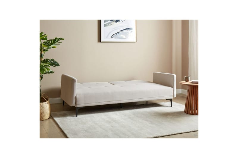 Bäddsoffa Beliani Lucan Beige, svart Beige - Beige - Huonekalut - Sohva