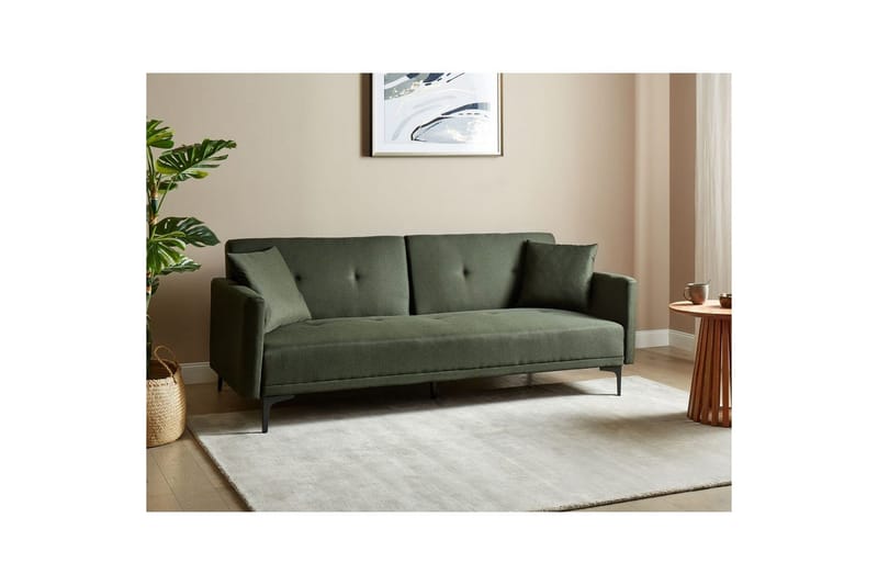 Bäddsoffa Beliani Lucan Beige, svart Green||Black - Huonekalut - Sohva