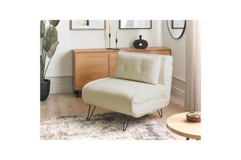 Bäddsoffa Beliani Vestfold Beige, svart Offwhite - Valkoinen - Huonekalut - Sohva - Vuodesohva