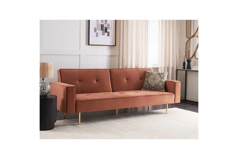 Bäddsoffa Beliani Visnes Brun, Guld Brown||GOLD - Huonekalut - Sohva - Vuodesohva