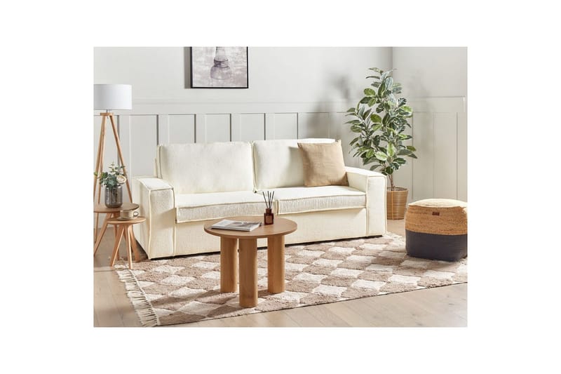 Bäddsoffa Beliani Vuokatti Brun NO_BRAND White - Huonekalut - Sohva - Vuodesohva