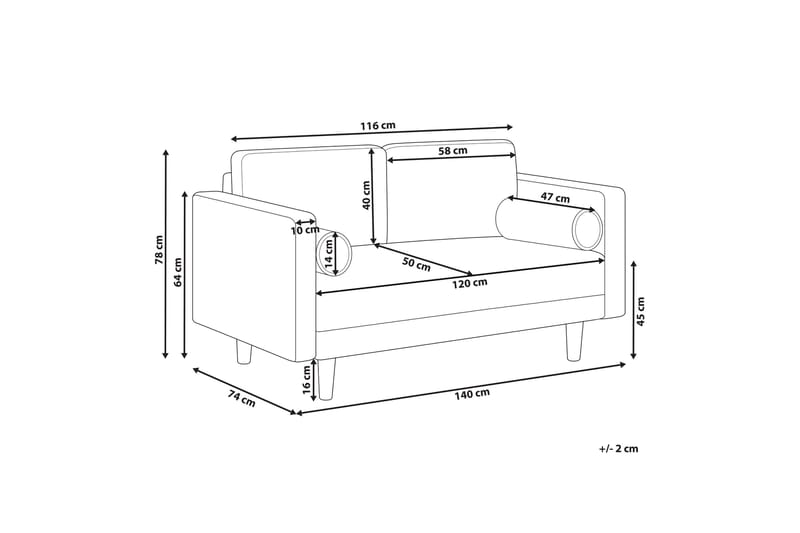 Babur Sohva 2-istuttava - Taupe/Tumma puu - Huonekalut - Sohva - 2:n istuttava sohva