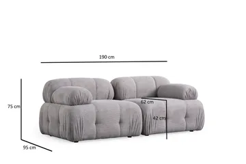 Belgin Sohva 2-istuttava - Vaaleanharmaa - Huonekalut - Sohva - Moduulisohva