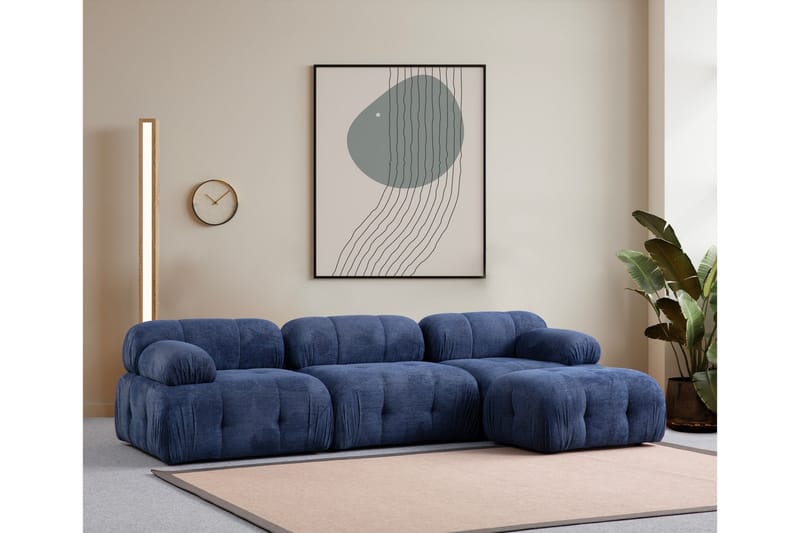 Belgin Sohva divaanilla 3-istuttava - Sininen - Huonekalut - Sohva - Divaanisohva - 3 istuttava sohva divaanilla