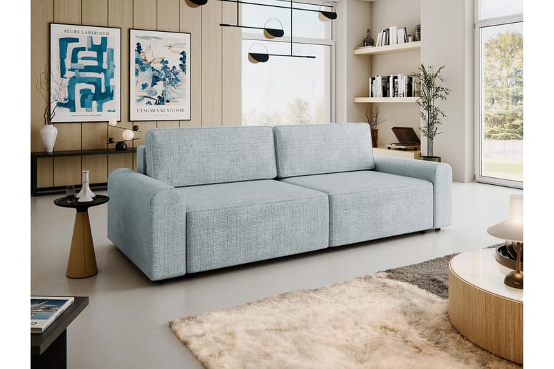 Bella Vuodesohva 3-istuttava Plyysi - Harmaa - Huonekalut - Sohva - Vuodesohva - 3 istuttava vuodesohva