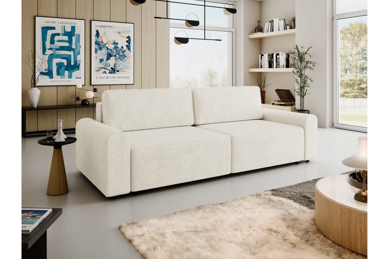 Bella Vuodesohva 3-istuttava Plyysi - Beige - Huonekalut - Sohva - Vuodesohva - 3 istuttava vuodesohva
