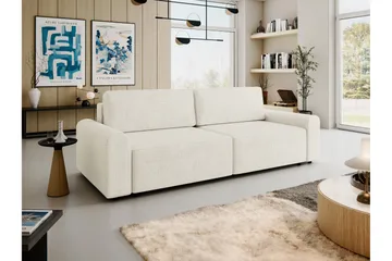 Bella Vuodesohva 3-istuttava Plyysi - Beige - Huonekalut - Sohva - Vuodesohva - 3 istuttava vuodesohva