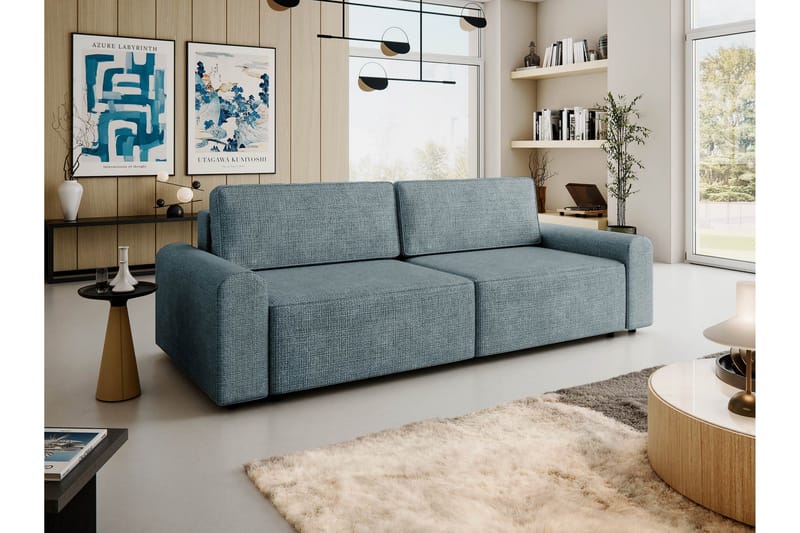 Bella Vuodesohva 3-istuttava Plyysi - Harmaa - Huonekalut - Sohva - Vuodesohva - 3 istuttava vuodesohva