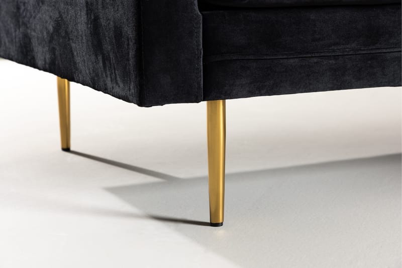 Boom Samettisohva 3-istuttava - Musta - Huonekalut - Sohva - 3:n istuttava sohva