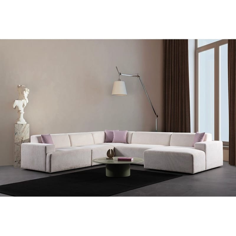 Branorin 6-istuttava Kulmasohva - Kermanvalkoinen - Huonekalut - Sohva - Kulmasohva