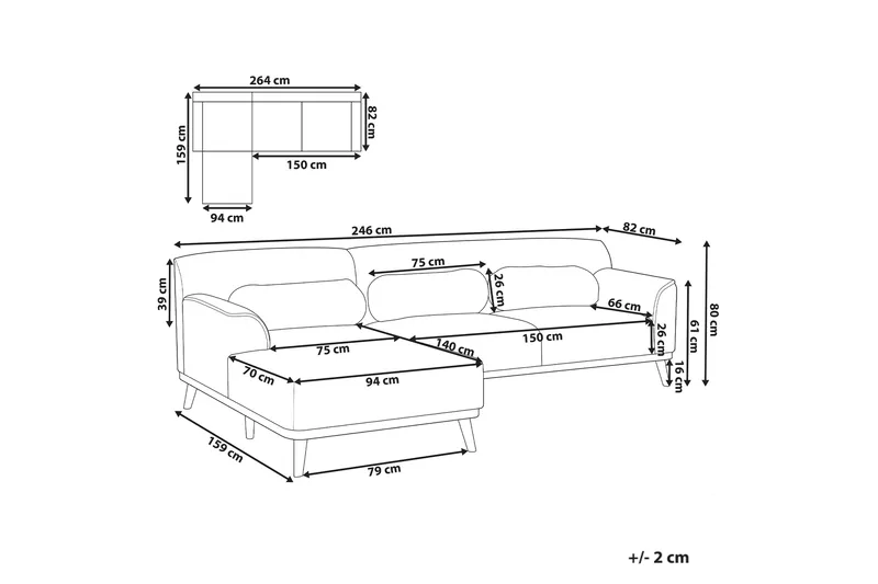 Bree Kulmasohva 3-istuttava - Beige/Vaalea puu - Huonekalut - Sohva - Kulmasohva