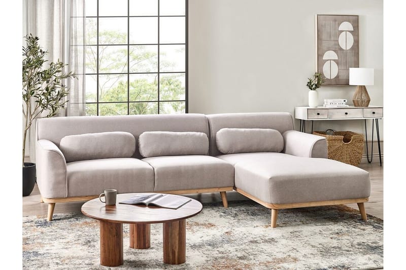 Bree Kulmasohva 3-istuttava - Harmaa/Vaalea puu - Huonekalut - Sohva - Vuodesohva