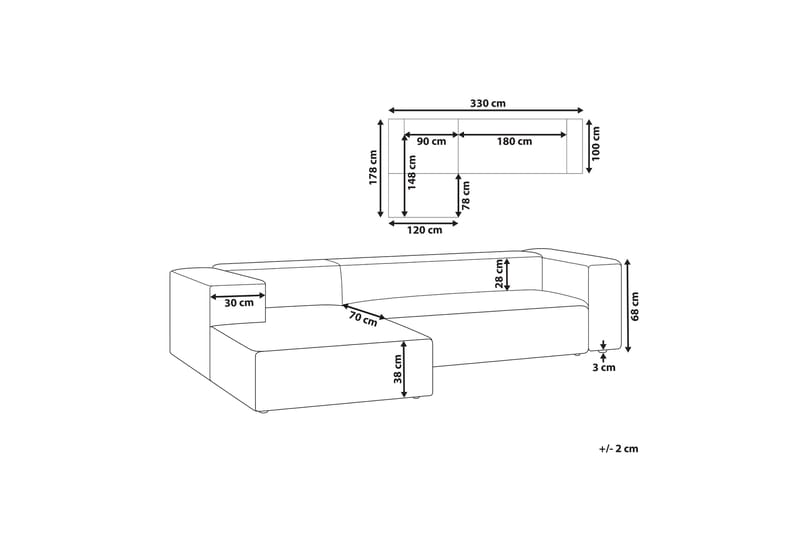 Britt Kulmasohva 3-istuttava - Beige - Huonekalut - Sohva - Kulmasohva - Kulmadivaanisohva