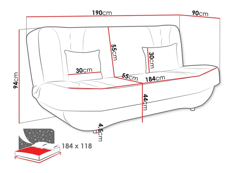 Burralla 3-istuttava vuodesohva - harmaa - Huonekalut - Sohva - Vuodesohva