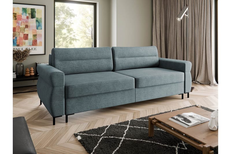 Busness Vuodesohva 3-istuttava Plyysi - Harmaa - Huonekalut - Sohva - Vuodesohva - 3 istuttava vuodesohva