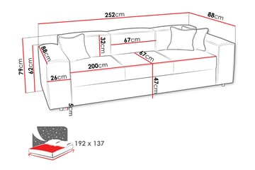 Bysanttilainen 3-Istuttava Vuodesohva - Harmaa - Huonekalut - Sohva - Vuodesohva - 3 istuttava vuodesohva