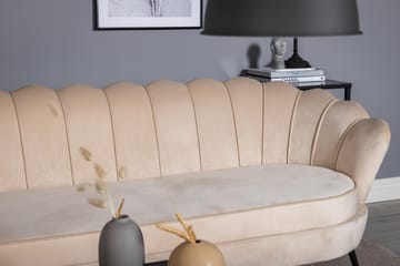 Calais 3-istuttava kaareva sohva 180 cm samettia - Beige - Huonekalut - Sohva - 3:n istuttava sohva