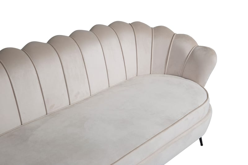Calais 3-istuttava kaareva sohva 180 cm samettia - Beige - Huonekalut - Sohva - 3:n istuttava sohva