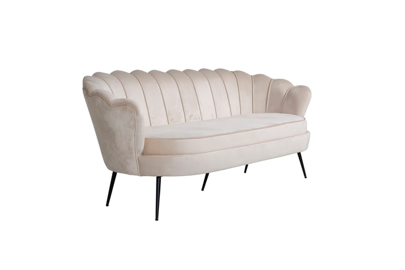 Calais 3-istuttava kaareva sohva 180 cm samettia - Beige - Huonekalut - Sohva - 3:n istuttava sohva