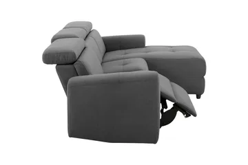 Capena 3-istuttava oikeanpuoleinen l-mallinen kulmasohva 275 cm reclinerilla kangasta - Harmaa - Huonekalut - Sohva - Mekanismisohva