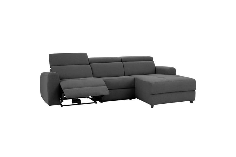 Capena 3-istuttava oikeanpuoleinen l-mallinen kulmasohva 275 cm reclinerilla kangasta - Harmaa - Huonekalut - Sohva - Mekanismisohva