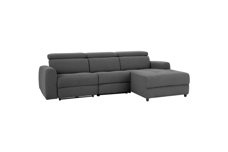 Capena 3-istuttava oikeanpuoleinen l-mallinen kulmasohva 275 cm reclinerilla kangasta, Harmaa