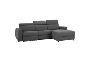 Capena 3-istuttava oikeanpuoleinen l-mallinen kulmasohva 275 cm reclinerilla kangasta - Harmaa - Huonekalut - Sohva - Mekanismisohva
