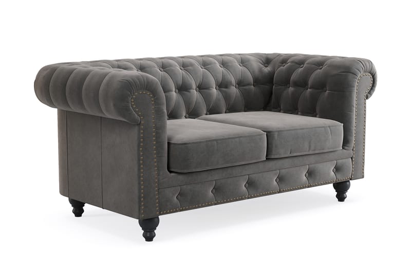 Chesterfield Deluxe 2-istuttava sohva - Tummanharmaa - Huonekalut - Sohva - 2:n istuttava sohva