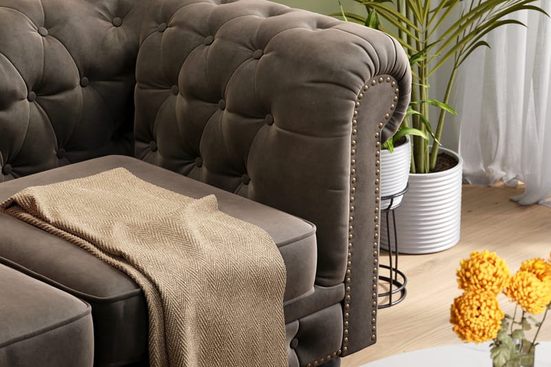 Chesterfield Deluxe 2-istuttava sohva - Tummanharmaa - Huonekalut - Sohva - 2:n istuttava sohva