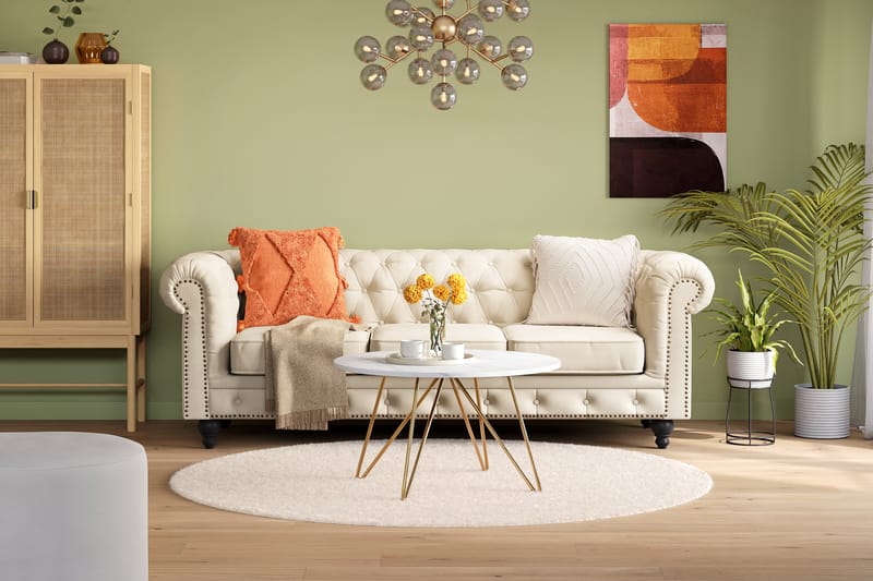 Chesterfield Deluxe 3-istuttava sohva - Beige - Huonekalut - Sohva - 3:n istuttava sohva