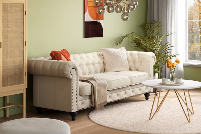 Chesterfield Deluxe 3-istuttava sohva - Beige - Huonekalut - Sohva - 3:n istuttava sohva