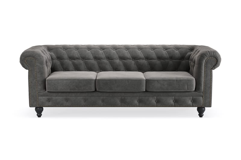 Chesterfield Deluxe 3-istuttava sohva - Tummanharmaa - Huonekalut - Sohva - 3:n istuttava sohva