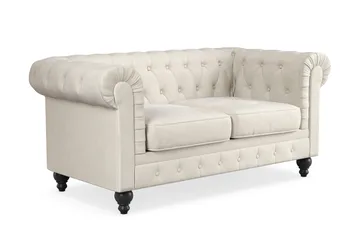 Chesterfield Lyx 2-istuttava samettisohva – Pieni syvä sohva - Beige - Huonekalut - Sohva - 2:n istuttava sohva