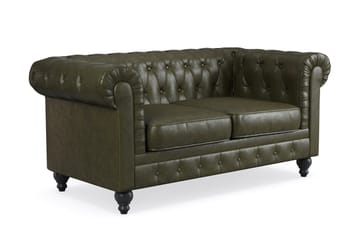 Chesterfield Lyx 2-istuttava syvä sohva keinonahkaa - Tumman Vihreä PU - Huonekalut - Sohva - 2:n istuttava sohva