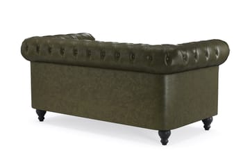 Chesterfield Lyx 2-istuttava syvä sohva keinonahkaa - Tumman Vihreä PU - Huonekalut - Sohva - 2:n istuttava sohva
