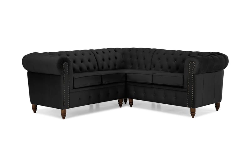Kulmasohva Chester Deluxe Sametti - Musta - Huonekalut - Sohva - Chesterfield sohva