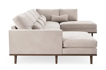 Copenhagen, 5-istuttava oikeanpuoleinen suuri U-muotoinen samettisohva, jossa on divaani ja lepotuoliosa - Beige - Huonekalut - Sohva - Divaanisohva