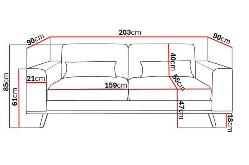 Copenhagen 2-istuttava Manchestersohva - Vaaleanharmaa - Huonekalut - Sohva - 2:n istuttava sohva