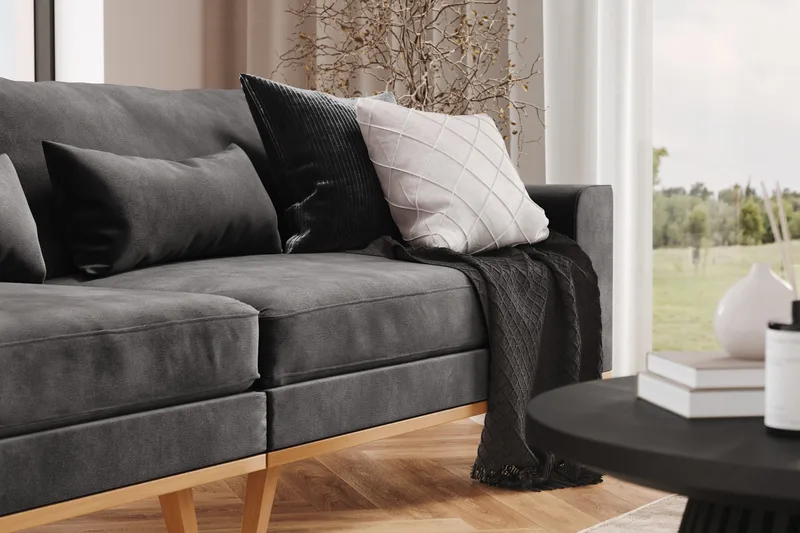 Copenhagen 4-istuttava Samettisohva - Tummanharmaa - Huonekalut - Sohva - 4:n istuttava sohva