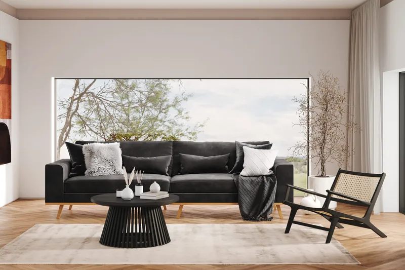 Copenhagen 4-istuttava Samettisohva - Tummanharmaa - Huonekalut - Sohva - 4:n istuttava sohva