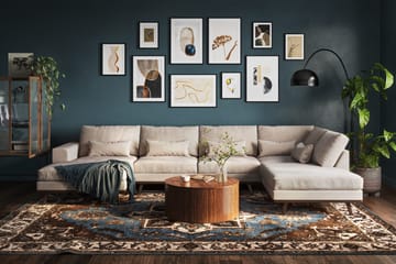 Copenhagen 5-istuttava Oikeakätinen U-muotoinen Large Sohva Divaanilla ja Divaanituolilla Sametilla - Beige - Huonekalut - Sohva - Divaanisohva